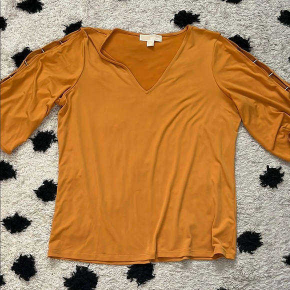 Michael Kors size Large orange 3/4 Sleeve Blouse - Picture 1 of 9